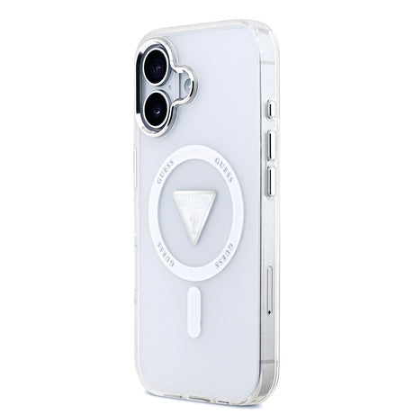 Apple iPhone 17 Kılıf Guess Orjinal Lisanslı M-safe Şarj Özellikli IML Baskılı Üçgen Logolu Metal Kamera Çerçeveli Kapak
