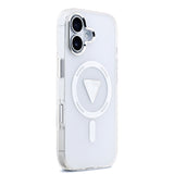 Apple iPhone 17 Kılıf Guess Orjinal Lisanslı M-safe Şarj Özellikli IML Baskılı Üçgen Logolu Metal Kamera Çerçeveli Kapak