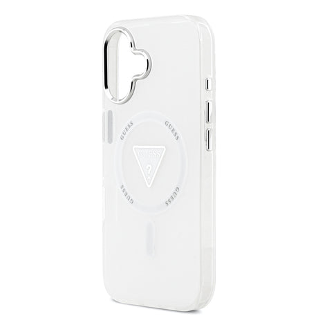 Apple iPhone 17 Kılıf Guess Orjinal Lisanslı M-safe Şarj Özellikli IML Baskılı Üçgen Logolu Metal Kamera Çerçeveli Kapak