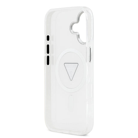 Apple iPhone 17 Kılıf Guess Orjinal Lisanslı M-safe Şarj Özellikli IML Baskılı Üçgen Logolu Metal Kamera Çerçeveli Kapak