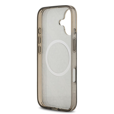 Apple iPhone 17 Kılıf Guess Orjinal Lisanslı M-safe Şarj Özellikli IML Peony ve 4G Desenli Klasik Logolu Kapak