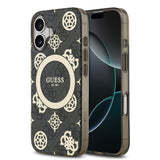 Apple iPhone 17 Kılıf Guess Orjinal Lisanslı M-safe Şarj Özellikli IML Peony ve 4G Desenli Klasik Logolu Kapak