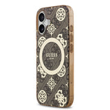 Apple iPhone 17 Kılıf Guess Orjinal Lisanslı M-safe Şarj Özellikli IML Peony ve 4G Desenli Klasik Logolu Kapak