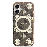 Apple iPhone 17 Kılıf Guess Orjinal Lisanslı M-safe Şarj Özellikli IML Peony ve 4G Desenli Klasik Logolu Kapak
