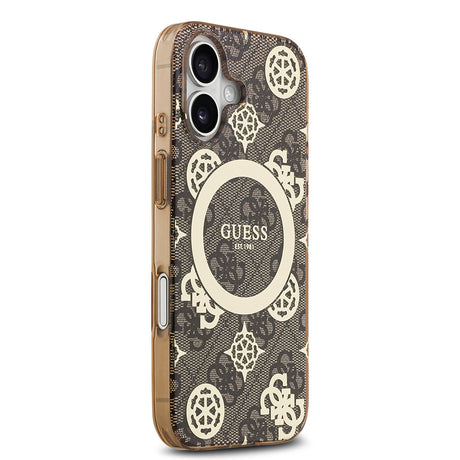 Apple iPhone 17 Kılıf Guess Orjinal Lisanslı M-safe Şarj Özellikli IML Peony ve 4G Desenli Klasik Logolu Kapak