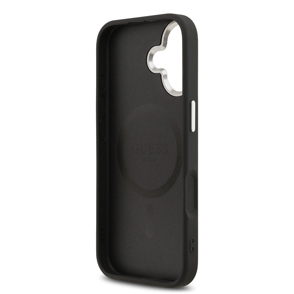 Apple iPhone 17 Kılıf Guess Orjinal Lisanslı M-safe Şarj Özellikli Klasik Yazı Logolu PU Deri Kapak