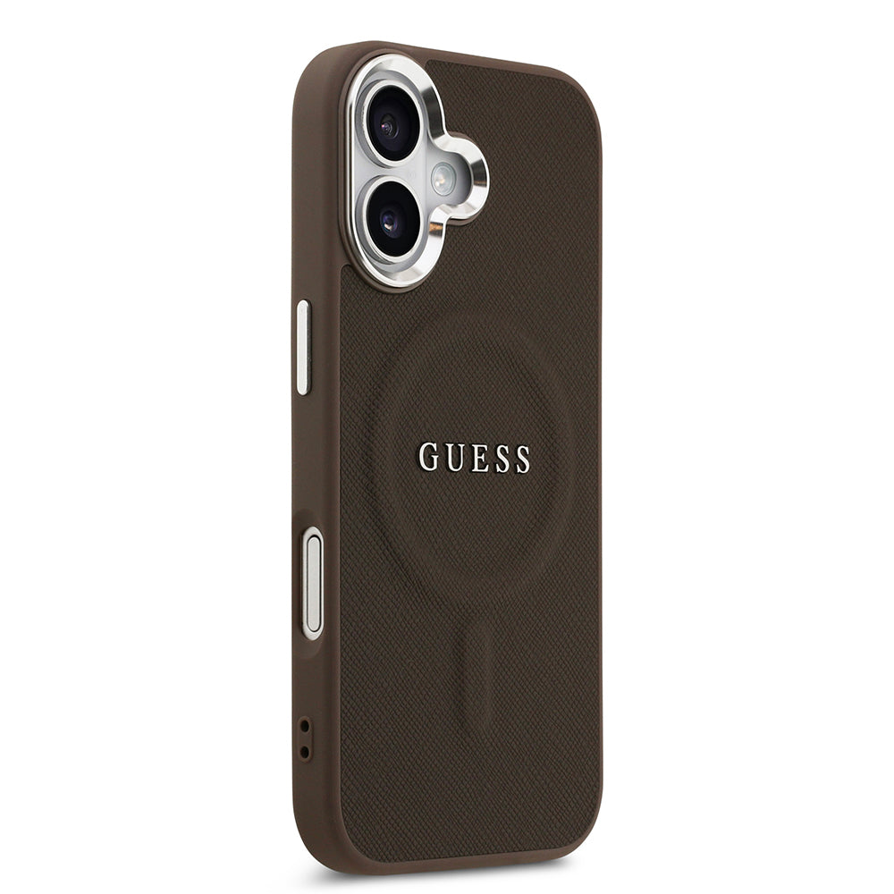 Apple iPhone 17 Kılıf Guess Orjinal Lisanslı M-safe Şarj Özellikli Klasik Yazı Logolu PU Deri Kapak