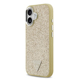 Apple iPhone 17 Kılıf Guess Orjinal Lisanslı M-safe Şarj Özellikli Metal Kamera Çerçeveli Üçgen Logolu Glitter Kapak