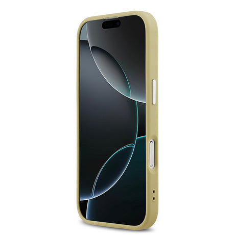 Apple iPhone 17 Kılıf Guess Orjinal Lisanslı M-safe Şarj Özellikli Metal Kamera Çerçeveli Üçgen Logolu Glitter Kapak