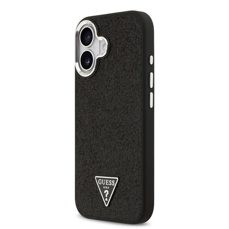 Apple iPhone 17 Kılıf Guess Orjinal Lisanslı M-safe Şarj Özellikli Metal Kamera Çerçeveli Üçgen Logolu Glitter Kapak