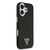 Apple iPhone 17 Kılıf Guess Orjinal Lisanslı M-safe Şarj Özellikli Metal Kamera Çerçeveli Üçgen Logolu Glitter Kapak