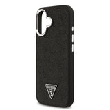 Apple iPhone 17 Kılıf Guess Orjinal Lisanslı M-safe Şarj Özellikli Metal Kamera Çerçeveli Üçgen Logolu Glitter Kapak