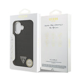 Apple iPhone 17 Kılıf Guess Orjinal Lisanslı M-safe Şarj Özellikli Metal Kamera Çerçeveli Üçgen Logolu Glitter Kapak