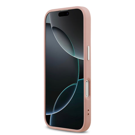 Apple iPhone 17 Kılıf Guess Orjinal Lisanslı M-safe Şarj Özellikli Metal Kamera Çerçeveli Üçgen Logolu Glitter Kapak