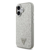 Apple iPhone 17 Kılıf Guess Orjinal Lisanslı M-safe Şarj Özellikli Metal Kamera Çerçeveli Üçgen Logolu Glitter Kapak