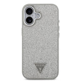 Apple iPhone 17 Kılıf Guess Orjinal Lisanslı M-safe Şarj Özellikli Metal Kamera Çerçeveli Üçgen Logolu Glitter Kapak
