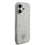 Apple iPhone 17 Kılıf Guess Orjinal Lisanslı M-safe Şarj Özellikli Metal Kamera Çerçeveli Üçgen Logolu Glitter Kapak