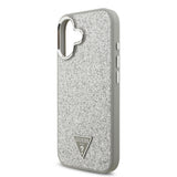 Apple iPhone 17 Kılıf Guess Orjinal Lisanslı M-safe Şarj Özellikli Metal Kamera Çerçeveli Üçgen Logolu Glitter Kapak