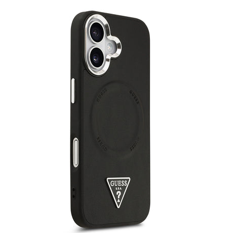 Apple iPhone 17 Kılıf Guess Orjinal Lisanslı M-safe Şarj Özellikli PU Deri Metal Kamera Çerçeveli Üçgen Logolu Kapak