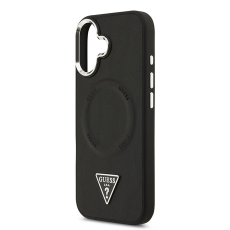 Apple iPhone 17 Kılıf Guess Orjinal Lisanslı M-safe Şarj Özellikli PU Deri Metal Kamera Çerçeveli Üçgen Logolu Kapak