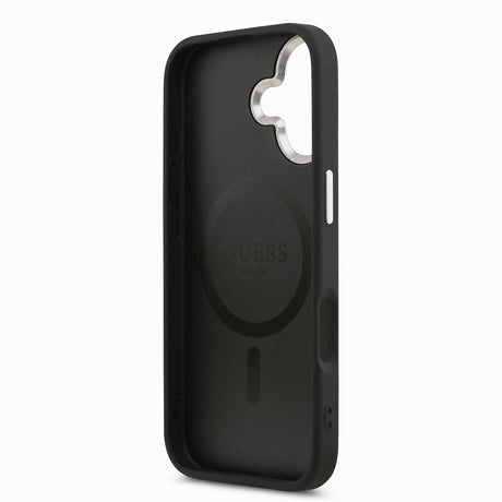 Apple iPhone 17 Kılıf Guess Orjinal Lisanslı M-safe Şarj Özellikli PU Deri Metal Kamera Çerçeveli Üçgen Logolu Kapak