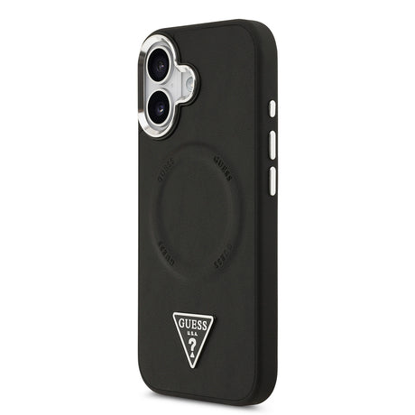 Apple iPhone 17 Kılıf Guess Orjinal Lisanslı M-safe Şarj Özellikli PU Deri Metal Kamera Çerçeveli Üçgen Logolu Kapak