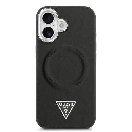 Apple iPhone 17 Kılıf Guess Orjinal Lisanslı M-safe Şarj Özellikli PU Deri Metal Kamera Çerçeveli Üçgen Logolu Kapak