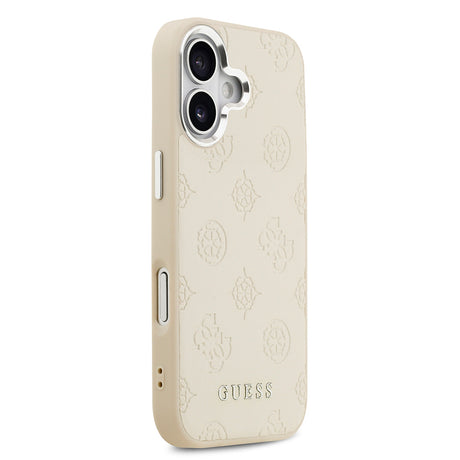 Apple iPhone 17 Kılıf Guess Orjinal Lisanslı M-safe Şarj Özellikli Sıcak Baskılı Klasik Yazı Logolu PU Deri Peony Kapak