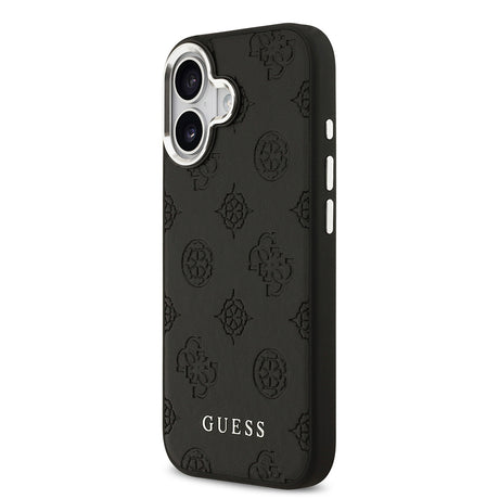 Apple iPhone 17 Kılıf Guess Orjinal Lisanslı M-safe Şarj Özellikli Sıcak Baskılı Klasik Yazı Logolu PU Deri Peony Kapak