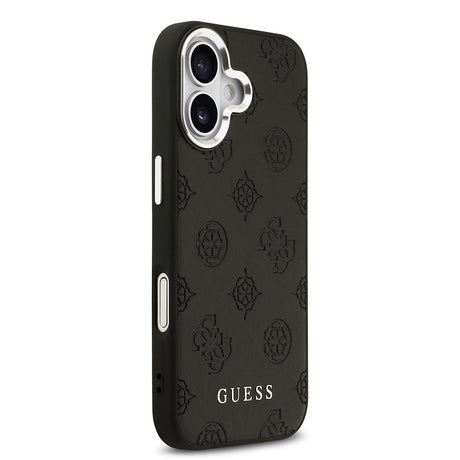Apple iPhone 17 Kılıf Guess Orjinal Lisanslı M-safe Şarj Özellikli Sıcak Baskılı Klasik Yazı Logolu PU Deri Peony Kapak