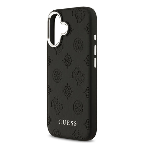 Apple iPhone 17 Kılıf Guess Orjinal Lisanslı M-safe Şarj Özellikli Sıcak Baskılı Klasik Yazı Logolu PU Deri Peony Kapak