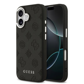 Apple iPhone 17 Kılıf Guess Orjinal Lisanslı M-safe Şarj Özellikli Sıcak Baskılı Klasik Yazı Logolu PU Deri Peony Kapak