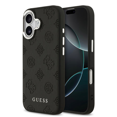 Apple iPhone 17 Kılıf Guess Orjinal Lisanslı M-safe Şarj Özellikli Sıcak Baskılı Klasik Yazı Logolu PU Deri Peony Kapak