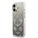 Apple iPhone 17 Kılıf Guess Orjinal Lisanslı M-safe Şarj Özellikli Simli Peony Desenli Silikon Kapak