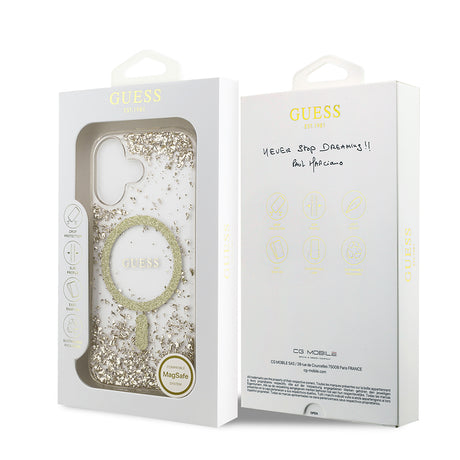 Apple iPhone 17 Kılıf Guess Orjinal Lisanslı M-safe Şarj Özellikli Transparan Resin Bottom Kapak