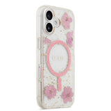 Apple iPhone 17 Kılıf Guess Orjinal Lisanslı M-safe Şarj Özellikli Transparan Resin Flowers Kapak