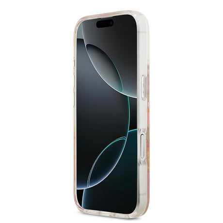 Apple iPhone 17 Kılıf Guess Orjinal Lisanslı M-safe Şarj Özellikli Transparan Resin Flowers Kapak