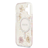 Apple iPhone 17 Kılıf Guess Orjinal Lisanslı M-safe Şarj Özellikli Transparan Resin Flowers Kapak
