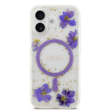 Apple iPhone 17 Kılıf Guess Orjinal Lisanslı M-safe Şarj Özellikli Transparan Resin Flowers Kapak