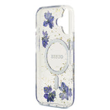 Apple iPhone 17 Kılıf Guess Orjinal Lisanslı M-safe Şarj Özellikli Transparan Resin Flowers Kapak