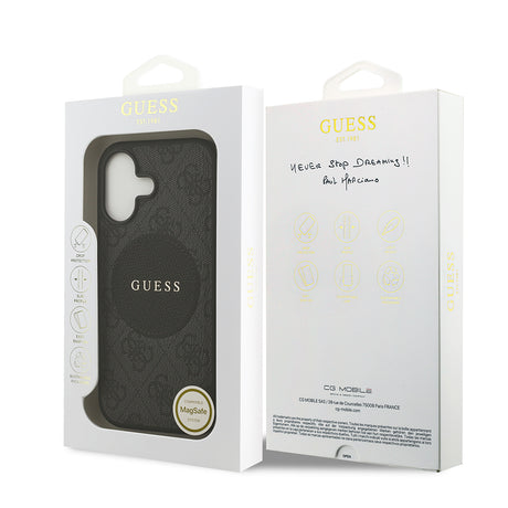 Apple iPhone 17 Kılıf Guess Orjinal Lisanslı M-safe Şarj Özellikli Yazı Logolu Circle Classic Kapak