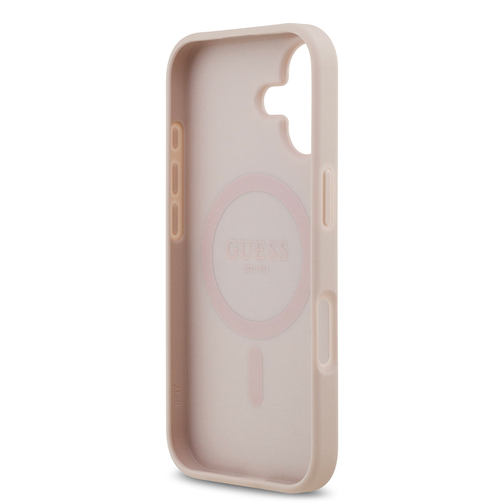 Apple iPhone 17 Kılıf Guess Orjinal Lisanslı M-safe Şarj Özellikli Yazı Logolu Circle Classic Kapak