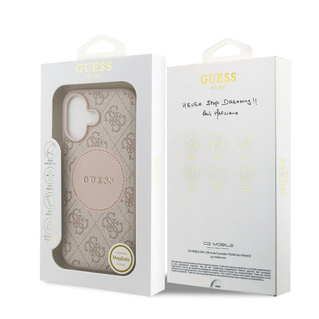 Apple iPhone 17 Kılıf Guess Orjinal Lisanslı M-safe Şarj Özellikli Yazı Logolu Circle Classic Kapak