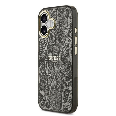 Apple iPhone 17 Kılıf Guess Orjinal Lisanslı M-safe Şarj Özellikli Yazı Logolu Python Desenli Kapak
