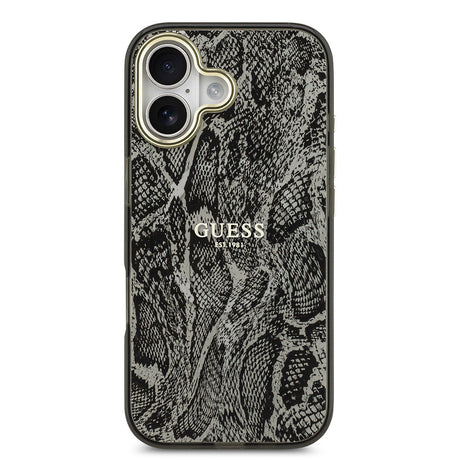 Apple iPhone 17 Kılıf Guess Orjinal Lisanslı M-safe Şarj Özellikli Yazı Logolu Python Desenli Kapak