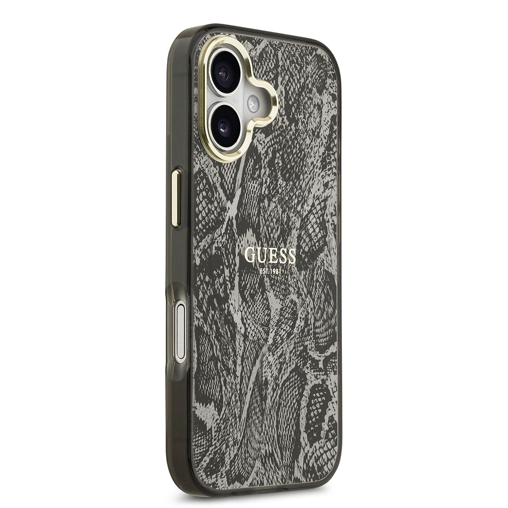 Apple iPhone 17 Kılıf Guess Orjinal Lisanslı M-safe Şarj Özellikli Yazı Logolu Python Desenli Kapak
