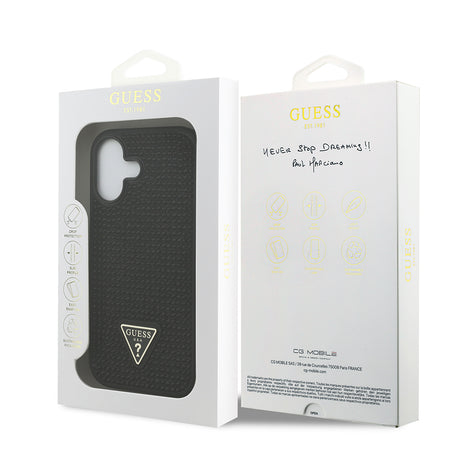 Apple iPhone 17 Kılıf Guess Orjinal Lisanslı Taşlı Arka Yüzey Üçgen Logolu Kapak