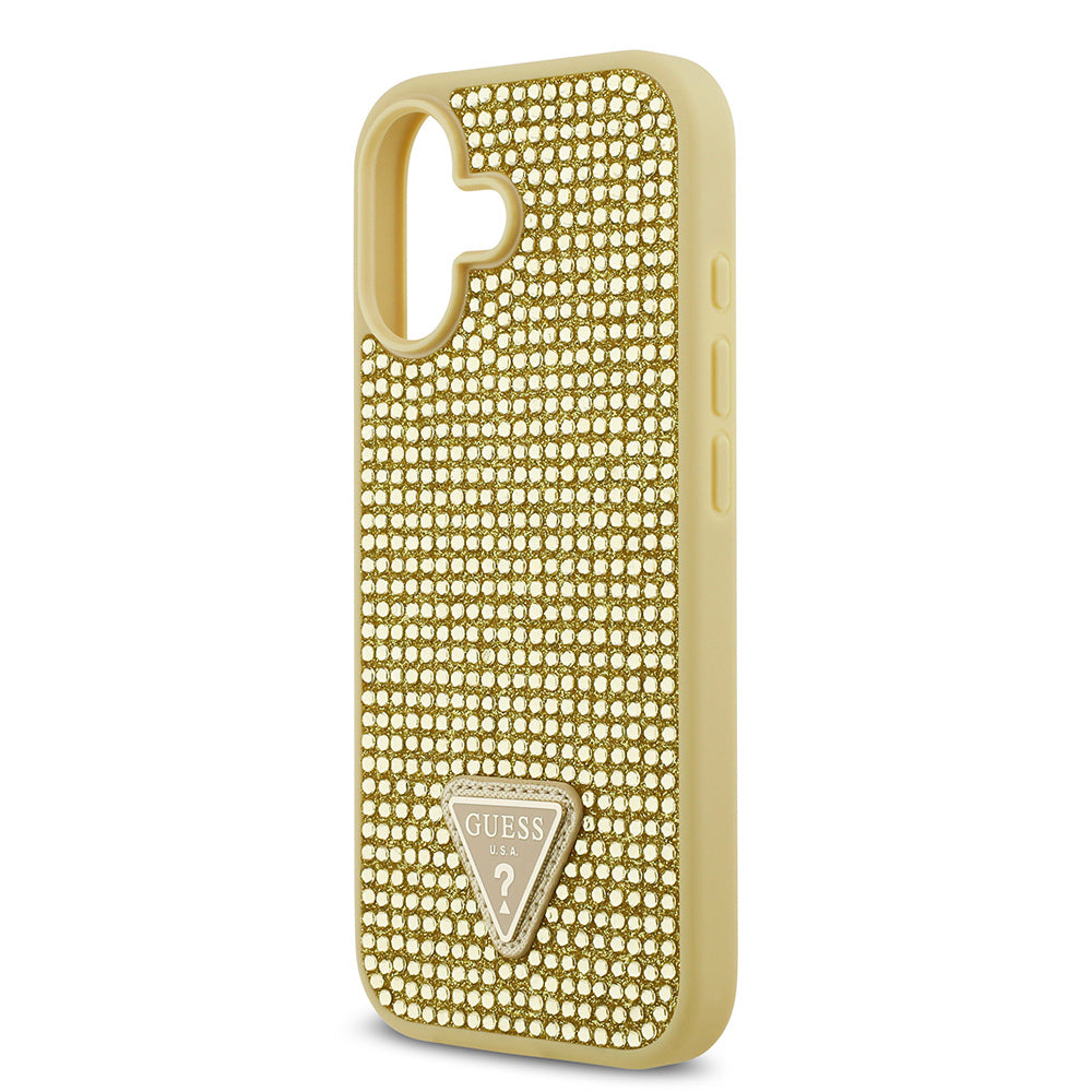 Apple iPhone 17 Kılıf Guess Orjinal Lisanslı Taşlı Arka Yüzey Üçgen Logolu Kapak