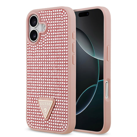 Apple iPhone 17 Kılıf Guess Orjinal Lisanslı Taşlı Arka Yüzey Üçgen Logolu Kapak