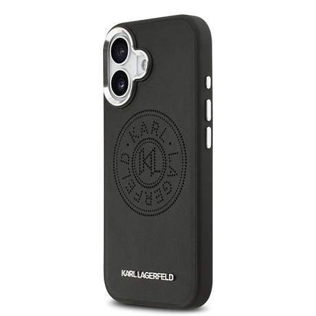 Apple iPhone 17 Kılıf Karl Lagerfeld Orjinal Lisanslı M-safe Şarj Özellikli Delikli Tasarım Metal Logolu PU Deri Kapak